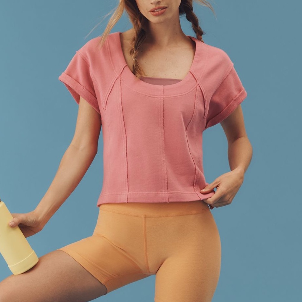 Anthropologie Pilcro Short Sleeve Seamed Sweatshirt